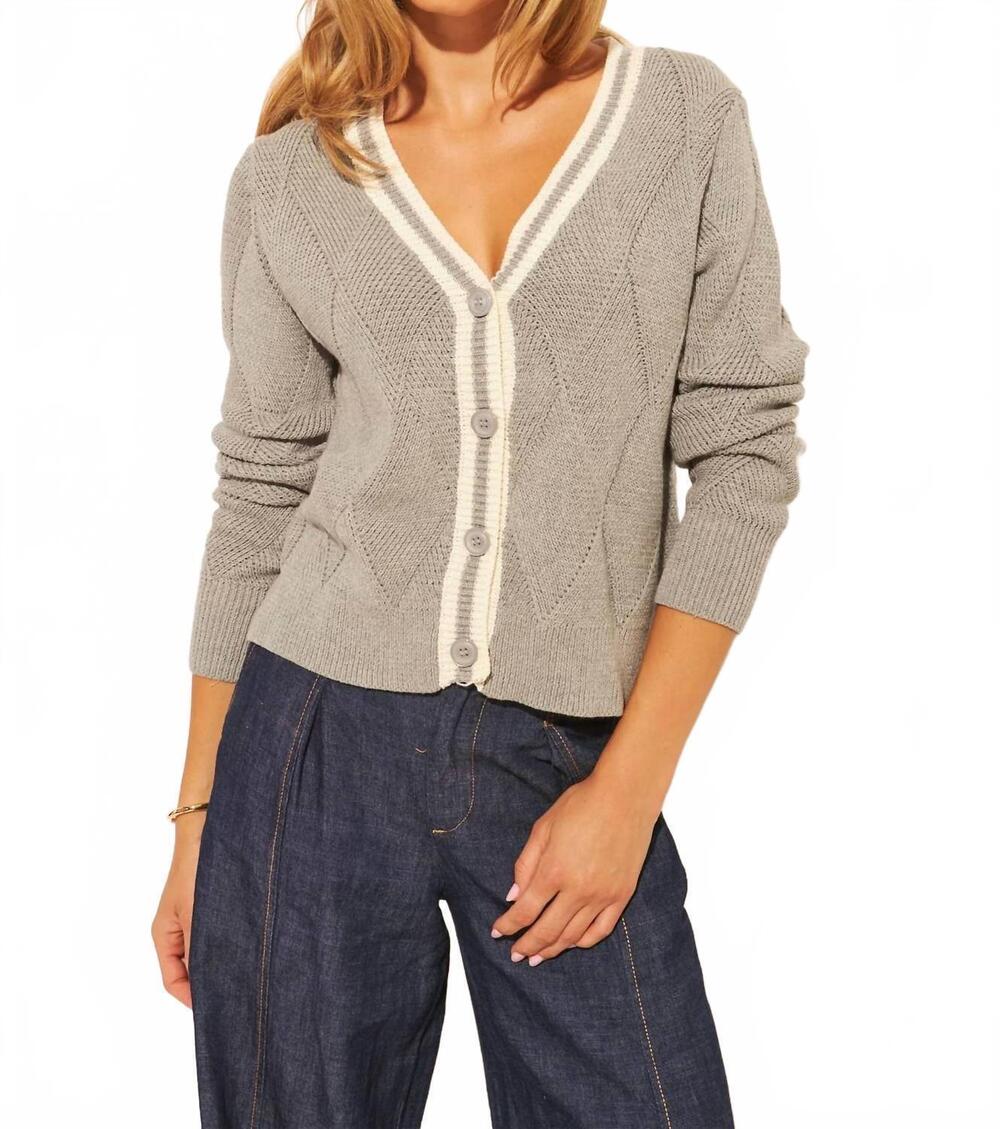 NEW JOHN + JENN jameson cardigan in campus grey